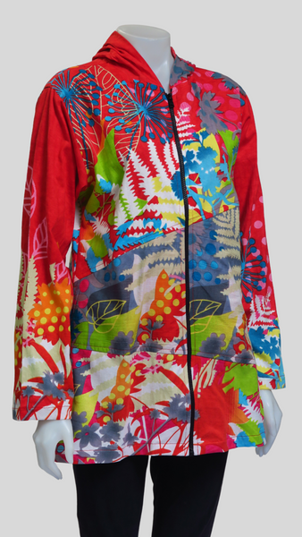 HI-J23021-PK Print Sinker Panel Hoody  Jacket