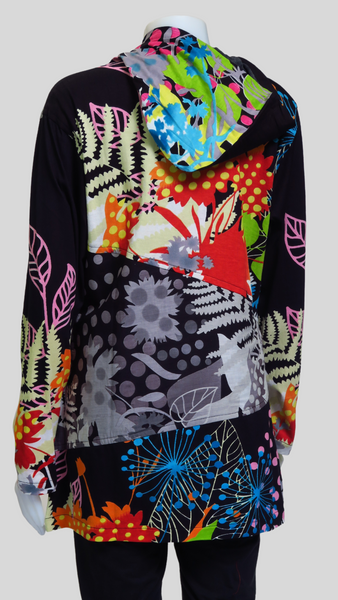 HI-J23021-BK Print Sinker Panel Hoody  Jacket