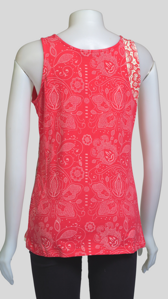 TT-T23310-RD Organic Cotton Sinker Printed Tank Top