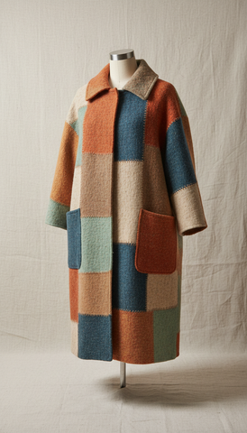 Wool Patchwork Statement Coat