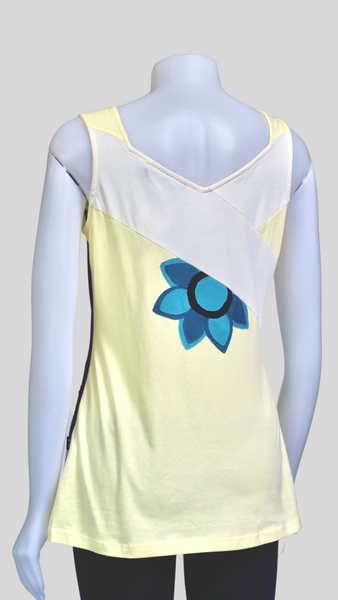 TT-T23319-YW Org.Cotton Sinker Big Flower Tank Top