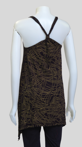 RJ-T23904-BK Bamboo Leaf Print  Top