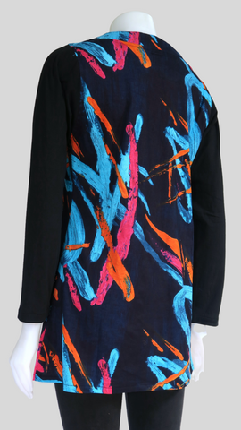 HI-T22989-BK Abstract Art Sinker Tunic