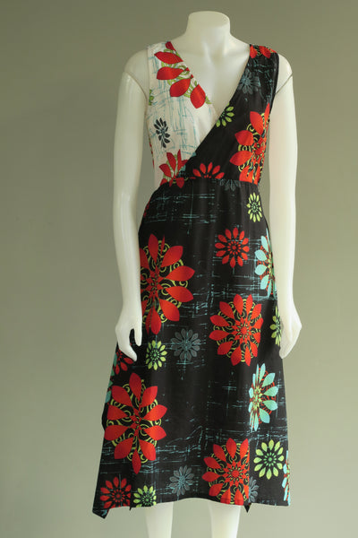 Flower Print Cross Over S/Less Dress