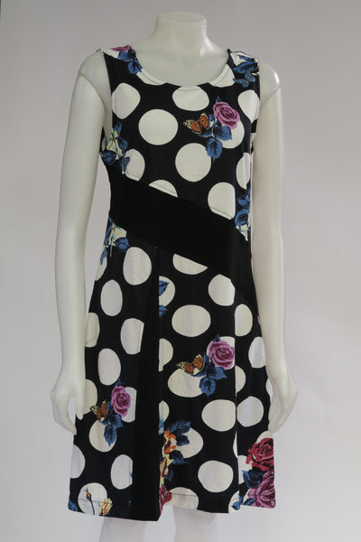 Polka Dot Panel S/L Dress