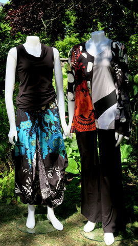 HI-SK22128-BL Flower Print Cambric Long Skirt