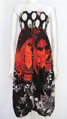 HI-SK22128-OR Flower Print Cambric Long Skirt
