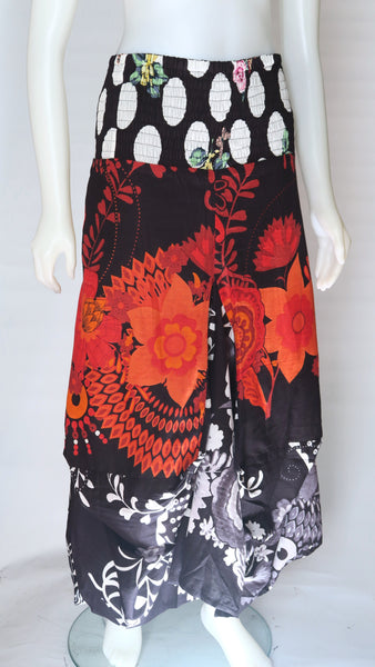 Flower Print Cambric Long Skirt
