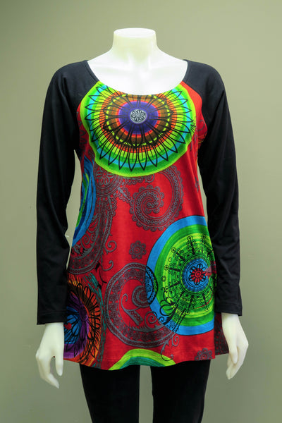 HI-T1988-RD - Big Circle Cotton Tunic