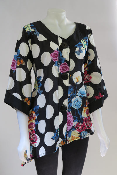 Polka Dot Flower 3/4 S Top