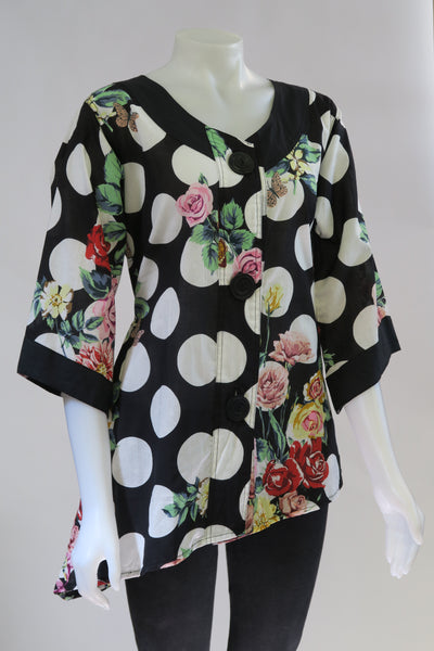 Polka Dot Flower 3/4 S Top