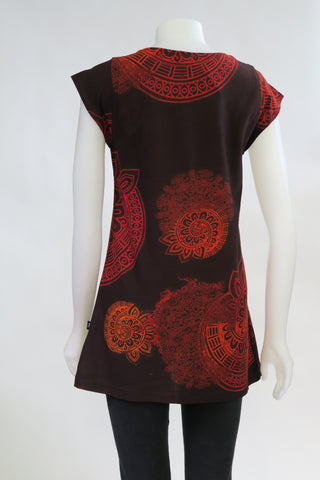 HI-T20229-MA Tone on Tone Printed C/S Top