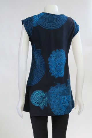 HI-T20229-NV Tone on Tone Printed C/S Top