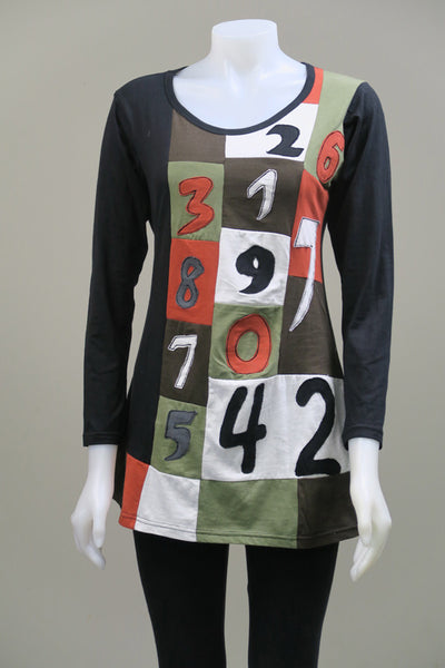 Block Numbers Tunic  Top