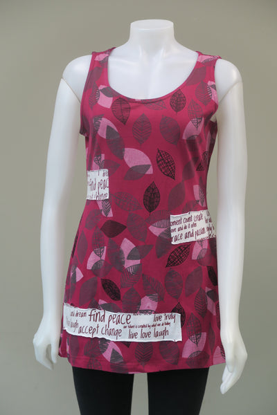 Leaf Print  Sleeveless Top