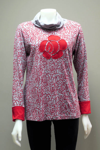 Rose Print Roll Neck Top