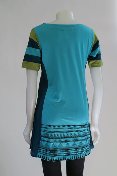 RJ-T20121-SG Emb V Neck Drawsting Tunic