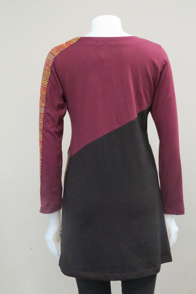 RJ-T8820-MA - Emb. Leaf Half Round Tunic