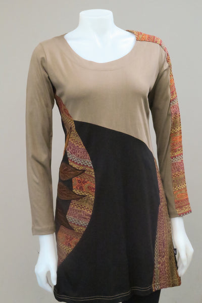 Emb. Leaf Half Round Tunic