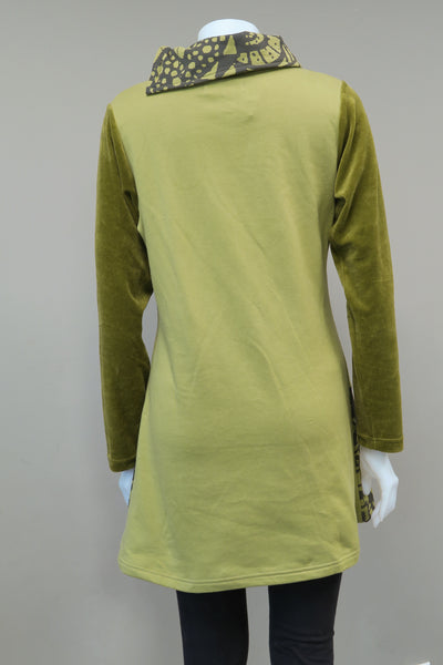 TT-T1861-OL - Cotton Fleece Velvet Half Circle Tunic