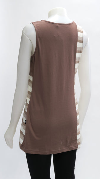 TT-T21301-BR Organic Jacquard Striped Panelled Top