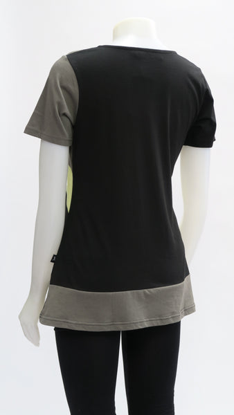 TT-T21307-BK Organic Cotton Tone on Tone Panelled Top Top