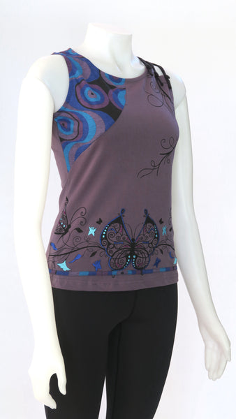 TT-T22327-BL Organic Cotton Butterfly S/Less Top